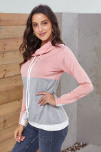 Load image into Gallery viewer, Color Block Raglan Sleeve Drawstring Sweatshirt

