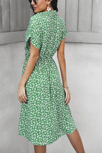 Load image into Gallery viewer, Ditsy Floral Tie-Waist Half Button Dress
