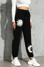 Load image into Gallery viewer, Sun and Moon Graphic Drawstring Joggers
