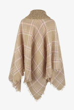 Load image into Gallery viewer, Plaid Turtleneck Fringe Hem Poncho
