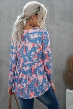 Load image into Gallery viewer, Leopard and Tie-Dye Print Ruffle Hem Top
