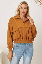 Load image into Gallery viewer, Half Zip Long Sleeve Sweatshirt with Pockets
