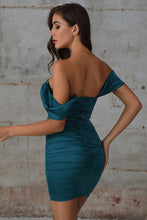 Load image into Gallery viewer, Ruched Off-Shoulder Mini Bodycon Dress
