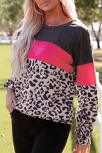 Load image into Gallery viewer, Leopard Print Color Block Long-Sleeve Top
