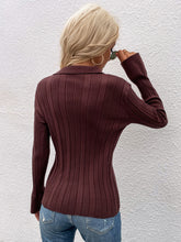 Load image into Gallery viewer, Buttoned Rib-Knit Collared Cardigan
