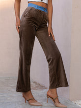 Load image into Gallery viewer, Corduroy Contrast Detail Cropped Wide Leg Pants
