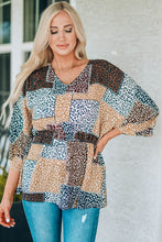 Load image into Gallery viewer, Leopard Patchwork V-Neck Top
