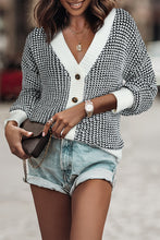 Load image into Gallery viewer, Waffle-Knit Drop Shoulder Button-Down Cardigan
