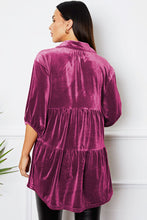 Load image into Gallery viewer, Velvet Tiered Button Up Collared Neck Shirt
