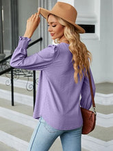 Load image into Gallery viewer, Ruched Square Neck Lantern Sleeve Blouse
