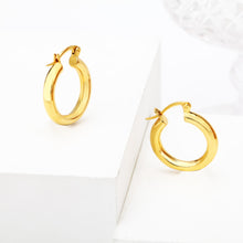Load image into Gallery viewer, Gold-Plated Copper Huggie Earrings
