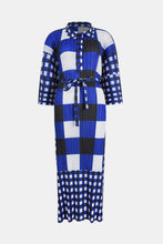 Load image into Gallery viewer, Plaid Accordion Pleated Tie Waist Collared Dress
