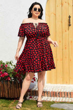Load image into Gallery viewer, Plus Size Heart Print Off-Shoulder Tied Dress
