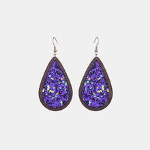 Load image into Gallery viewer, Sequin Wood Teardrop Earrings
