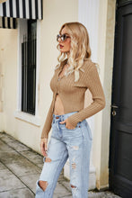 Load image into Gallery viewer, ZIp-Up Rib-Knit Cropped Cardigan
