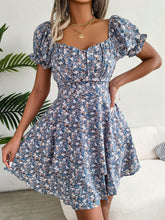 Load image into Gallery viewer, Floral Sweetheart Neck Flounce Sleeve Mini Dress
