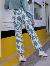 Load image into Gallery viewer, Cow Print Lace-Up Straight Leg Pants
