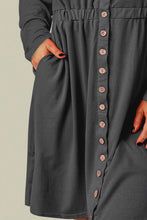 Load image into Gallery viewer, Plus Size Button Front Elastic Waist Long Sleeve Dress
