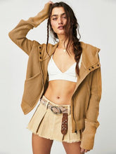 Load image into Gallery viewer, Waffle-Knit Dropped Shoulder Hooded Jacket
