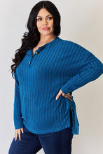 Load image into Gallery viewer, Basic Bae Full Size Ribbed Half Button Long Sleeve High-Low T-Shirt
