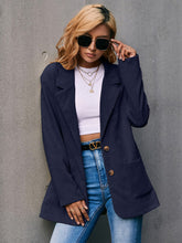 Load image into Gallery viewer, Corduroy Long Sleeve Blazer with Pockets
