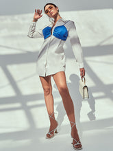 Load image into Gallery viewer, Two-Tone Button Down Mini Shirt Dress
