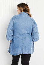 Load image into Gallery viewer, Zenana Sunflower Fields Full Size Chambray Button-Up Swing Tunic
