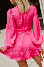 Load image into Gallery viewer, Cutout Lantern Sleeve Plunge Dress
