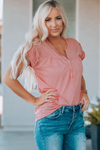 Load image into Gallery viewer, Women Buttoned Roll-Tab Sleeve Tee Shirt
