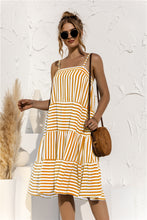 Load image into Gallery viewer, Striped Tiered Sleeveless Dress
