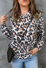 Load image into Gallery viewer, Animal Print Buttoned Drawstring Hoodie
