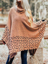 Load image into Gallery viewer, Leopard Turtleneck Poncho
