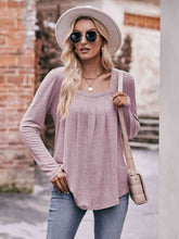 Load image into Gallery viewer, Double Take Pleated Detail Curved Hem Long Sleeve Top
