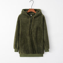 Load image into Gallery viewer, Full Size Quarter-Zip Drawstring Teddy Hoodie
