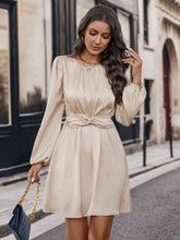 Load image into Gallery viewer, Twisted Round Neck Long Sleeve Dress
