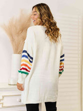 Load image into Gallery viewer, Striped Open Front Dropped Shoulder Cardigan
