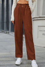 Load image into Gallery viewer, Paperbag Waist Straight Leg Pants with Pockets
