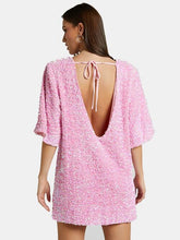 Load image into Gallery viewer, Sequin Tie Back Half Sleeve Mini Dress
