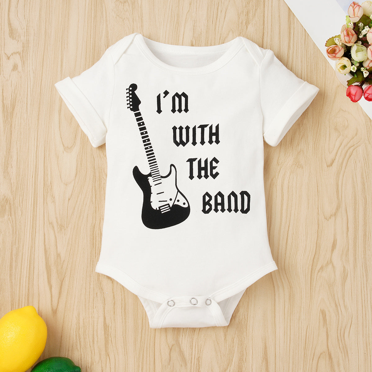 Slogan Graphic Round Neck Short Sleeve Bodysuit