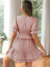 Load image into Gallery viewer, Swiss Dot Puff Sleeve Peplum Dress
