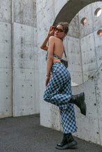 Load image into Gallery viewer, Checkered Lace Up Cropped Top and Pants Set
