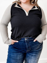 Load image into Gallery viewer, Plus Size Waffle-Knit Half Snap Long Sleeve Shirt

