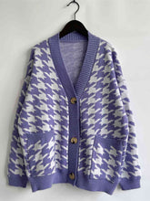 Load image into Gallery viewer, Houndstooth Botton Front  Cardigan with Pockets
