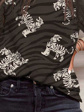 Load image into Gallery viewer, Ruffled Animal Print Round Neck Blouse
