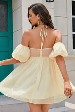 Load image into Gallery viewer, Gathered Detail Halter Neck Mini Dress
