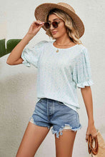 Load image into Gallery viewer, Round Neck Flounce Sleeve Blouse
