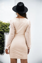 Load image into Gallery viewer, Contrast Mesh Sleeve Wrap Front Dress
