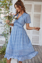 Load image into Gallery viewer, Leopard Frill Trim Flutter Sleeve Dress
