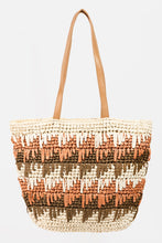 Load image into Gallery viewer, Fame Straw Braided Striped Tote Bag
