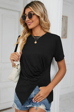 Load image into Gallery viewer, Ruched Round Neck Short Sleeve T-Shirt
